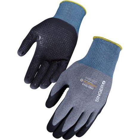 Lot 10 Paires Gants Manutention Nitrile Mousse Picots Antiderapants - Support Polyamide elasthanne - Taille 9 - EN388