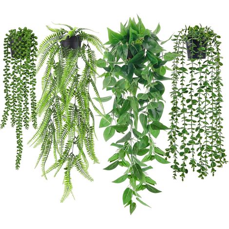 4 Pcs Plante Artificielle Tombante,Plantes Artificielles Interieur et Exterieur,Fausse Plante Convient pour Décorer le Bureau,Salon,Cuisine,Jardin (1/5)