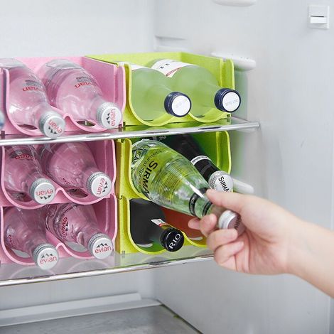 Porte-bouteilles réfrigérateur 3 pièces – Lot empilable en plastique robuste, gain de place et rangement optimisé (1/3)