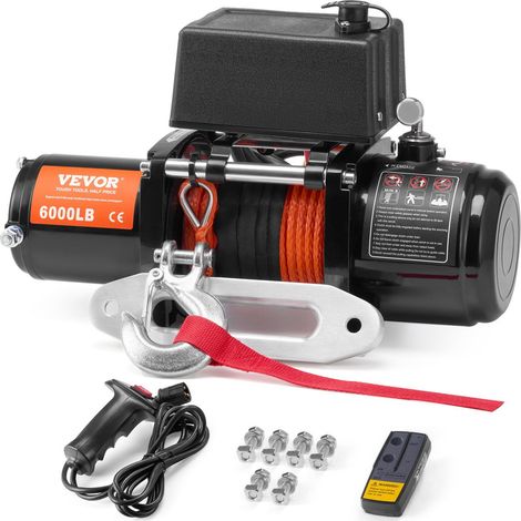 Treuil électrique pour camion 2721,6 kg, câble synthétique étanche, télécommande (1/5)