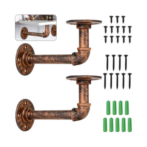 4 PCS Pipe Shelf Brackets 16.8×7.5×7cm Industrial Pipe Shelf Brackets Rustic Wall Shelf Industrial Floating Shelf for Rustic Floating Shelves and Scaffold Board Book Shelf (1/4)