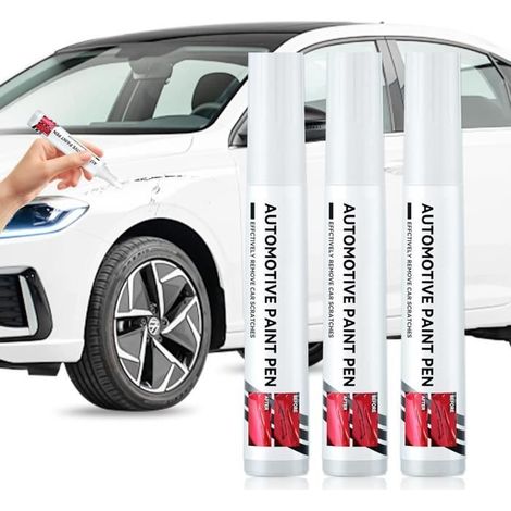 Stylo Peinture Voiture, Stylo Anti Rayure Voiture, 3pcs Stylo Retouche Peinture Blanc, Stylo Réparation des Rayures Auto (1/4)