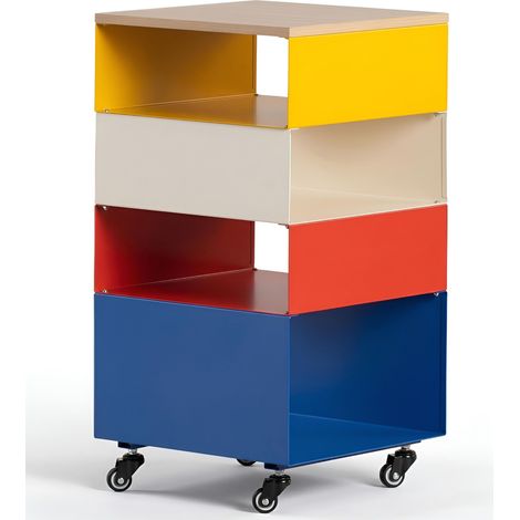 Orion91oficial® metal shelving with wheels  4 compartments  load 30 kg  multicolor storage furniture for office, home and teleworking (1/5)