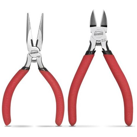 Set de 2 Pinces, Pince à Bec Long 13 cm & Pinces Coupe-Fil, Mini Ressort et Ciseaux Coupe Ras pour Artisanat, Cintrage, Découpe Fil, Attaches Câbles, Électronique 5\ (1/5)