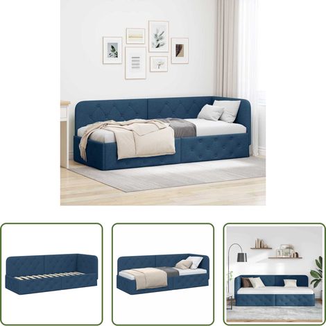 vidaXL Eckbett mit Kopfteil - Eckbettgestell Blau 80 x 200 cm Stoff (1/5)