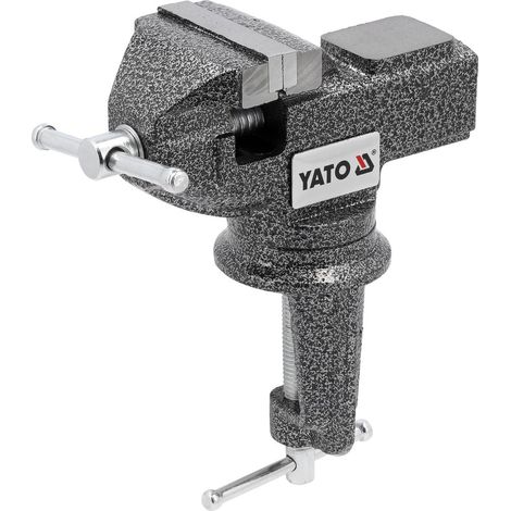 YATO Tischschraubstock mit Amboss 60mm Bankschraubstock– drehbar Gusseisen Schraubstock 360° 50 kg Spannkraft (1/5)