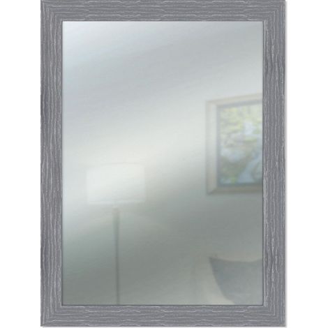 Lupia - Specchio da Parete Moderno BOSTON 59x79 cm, Design Shabby-Chic, Adatto per Camera, Soggiorno, Ingresso, Montaggio Verticale o Orizzontale, Beige, Vetro Grigio (1/4)