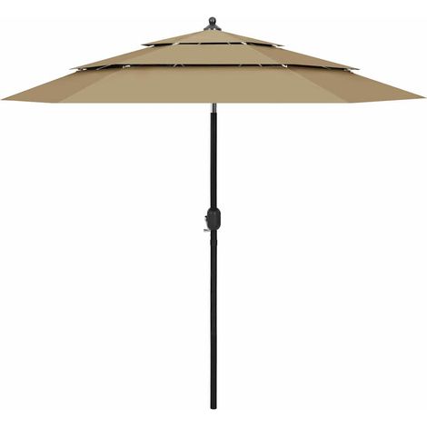 vidaXL Sombrilla jardín de 3 niveles con palo de aluminio taupe 2,5 m (1/5)