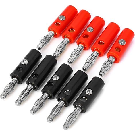 Lot de 10 fiches bananes pour haut-parleurs de 4 mm - Connecteurs à vis ouverts plaqués or (1/5)
