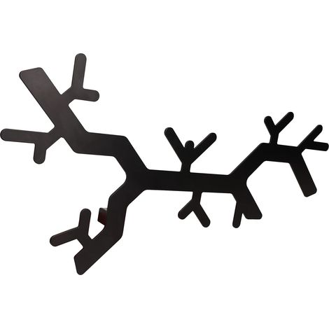 Porte-manteau mural en métal, en acier, modèle branche d'arbre, noir, 50 x 25 cm, 1 pièce. (1/5)