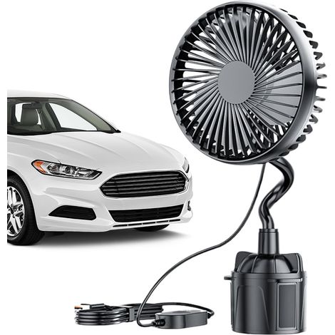 Ventilateur Porte-Gobelet DC 12V/24V, 3 vitesses, rechargeable