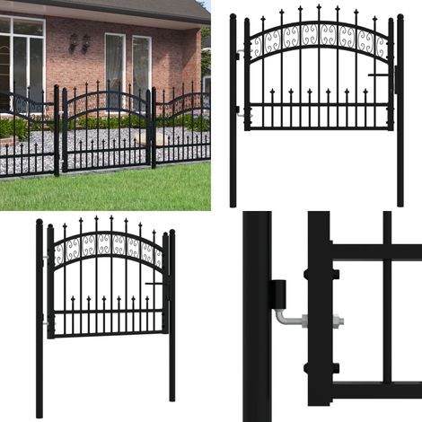 Cancello per recinzione con punta a lancia nero 103x75 cm in acciaio verniciato a polvere - Recinzione giardino - Cancello in acciaio