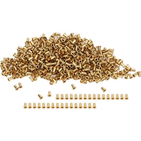 500 pièces d'œillets en laiton décoratifs perforés, excellente résistance à la corrosion, boucles à œil en cuivre 1,7x3,5x2,8mm (1/5)