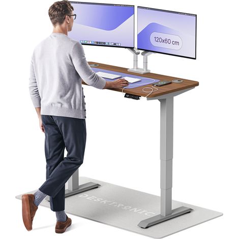Desktronic Bureau assis debout HomePro - 120x60cm - Gris/Noyer