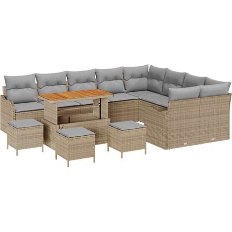 Maison Exclusive - Gartensofa-set mit Kissen 13 pcs Beige Poly-Ra