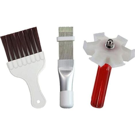 3 pièces brosse de nettoyage d'aileron de condenseur de climatiseur, ensemble de nettoyeur de lisseur d'aileron de condenseur en acier inoxydable (1/5)