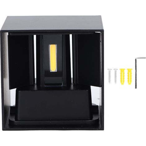Luminaire murale LED étanche extérieure carrée en aluminium noir 6W 85-265V 3000-3200K gradable pour jardin (1/5)
