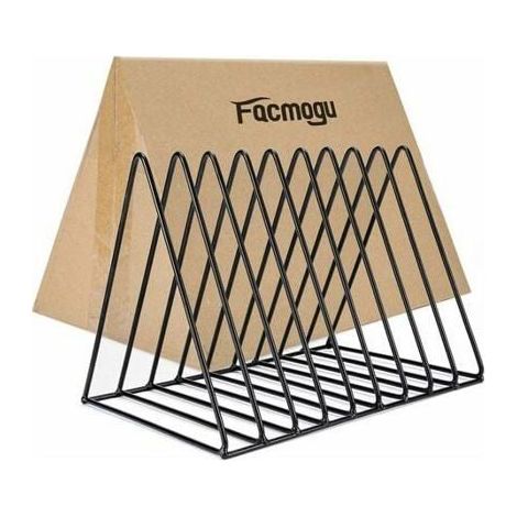 1 support de rangement pour disques vinyles, 9 emplacements, design triangulaire en fer noir, idéal bureau ou salon