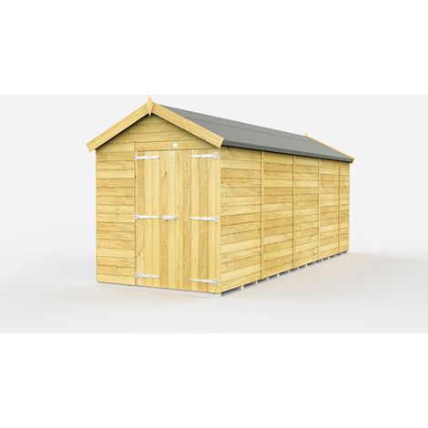 7 x 17 Feet Apex Shed - Double Door Without Windows - Wood - L503 x W214 x H217 cm