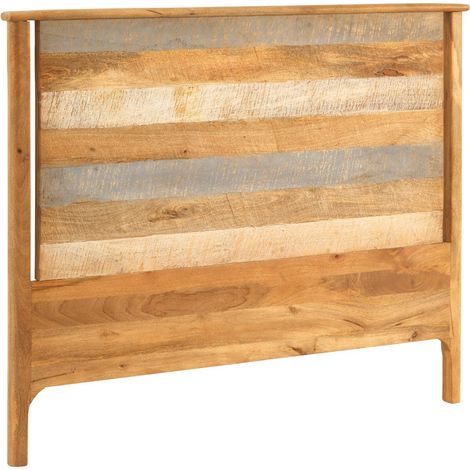 Tête de lit en bois de manguier massif, grise, 145 x 120 cm