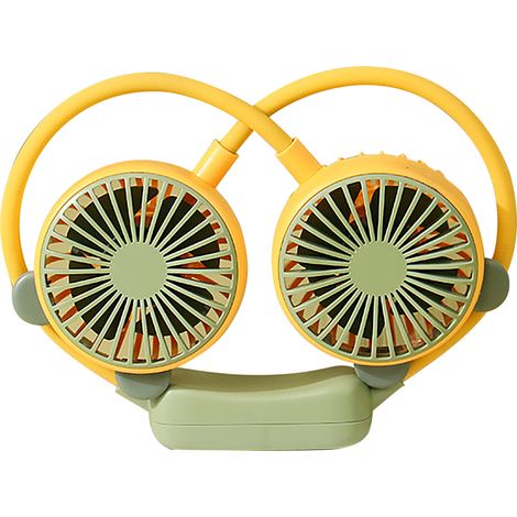 Tragbarer, flexibler, per USB aufladbarer Nackenventilator Mini-Hängeventilator für Büro und Reisen gelbe Farbe (1/5)