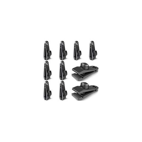 10 Pièces Clips de Bâche, Pièces de Fixation de Bâche, Crochets de Bâche, Clips de Tente de Camping Coupe-Vent, Accessoires de Clip Coupe-Vent Résistant au Soleil (Noir)