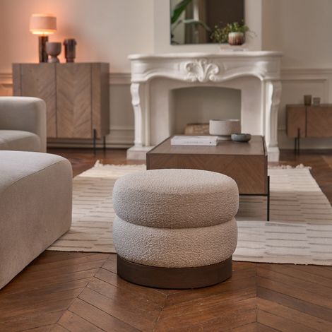 Pouf en mindi massif tissu bouclette 55 cm (1/5)