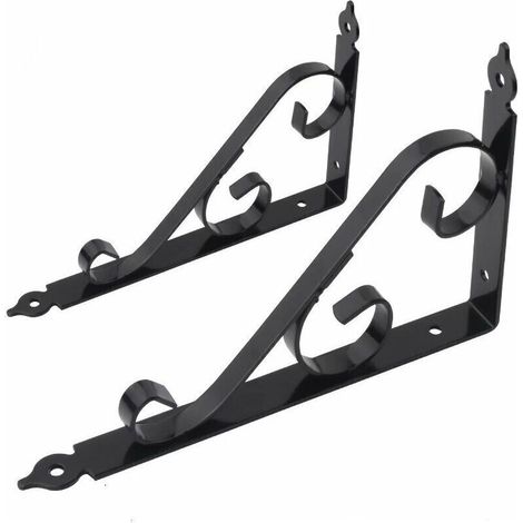 Regalhalterung aus Metall zur Wandmontage, 90-Grad-Dreieckshalterung, multifunktionale Regalstütze mit Schrauben für Gartenarbeit, Badezimmer, Küche, 250 mm x 164 mm, 1 Paar (schwarz) (1/4)
