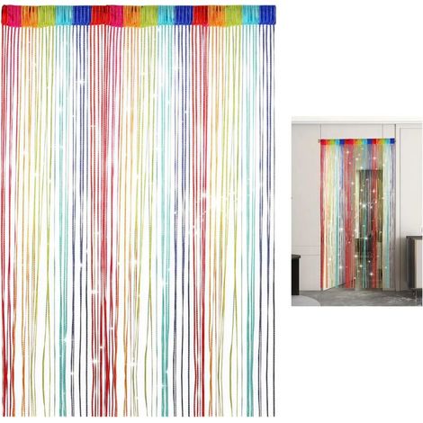 Pearl Curtain 100 x 200 cm, Colorful Fly Screen String Curtain, Translucent Air Ventilation String Curtain for Living Room, Balcony, Bedroom, Kitchen, Hallway, Cafe, Restaurant, Festive Decorat (1/5)