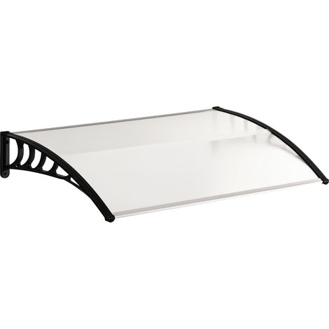 Auvent de porte d'entrée marquise en polycarbonate transparent 90x122 cm, protection contre pluie neige et UV (1/5)
