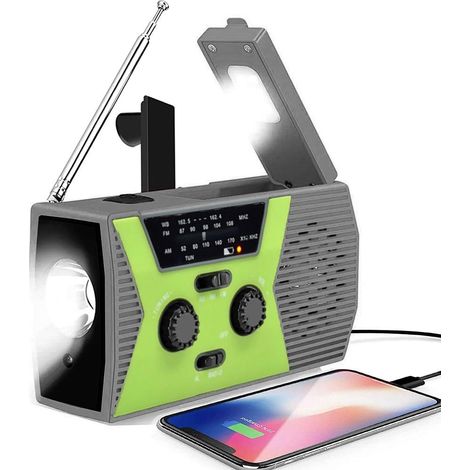 Filiyano – Chargeur solaire pour radio d'urgence à manivelle 2000 MAH - Vert (1/5)