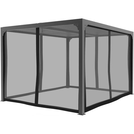 Kit tenda zanzariera per pergola bioclimatica 3760161078672 – 4 pannelli PVC con chiusura zip – profili alluminio – PERBIRA3630 Foresta (1/4)