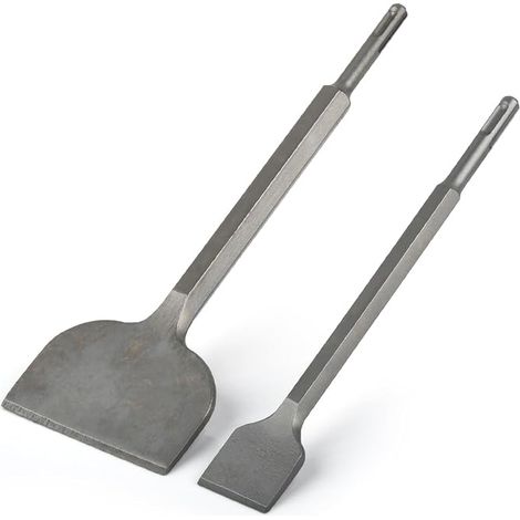 2 Pcs SDS-Plus Round Handle Chisel Tile 250x40mm/280x100mm Replacement Blades Alloy Steel for Light Drills and Impact Hammers (1/5)