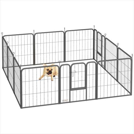 Barrière pour chien Enclos modulable 12 panneaux acier 60 cm (1/5)