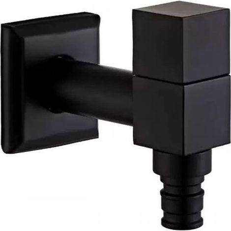 Grifo exterior - Grifo de pared de latón - Riego de jardín - Grifo individual de agua fría - 10x10x10 mm - Negro (1/5)