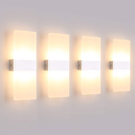 4 Pack Applique Murale Interieur 12W LED Lampe Murale Designe Créatif Décoratif Pour Chambre Couloir Salon Hôtel Salle Blanc Chaud 3000K, 780 Lumen (1/5)