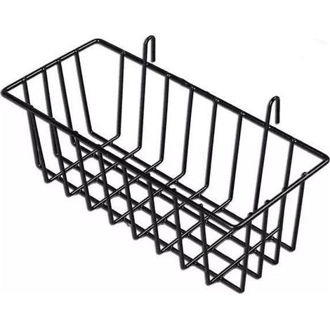 1 panier de rangement suspendu, en fil de fer barbelé, noir, 23 cm x 10 cm x 8 cm, pour cuisine salle de bain décoration murale (1/3)