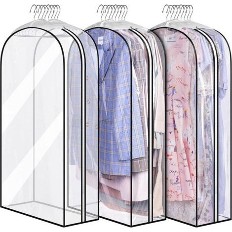 Housse à vêtements - Lot de 3 - 100 x 60 x 25 cm - Sacs à vêtements zippés - Anti-poussière - Sac de rangement pour vêtements - (1/5)
