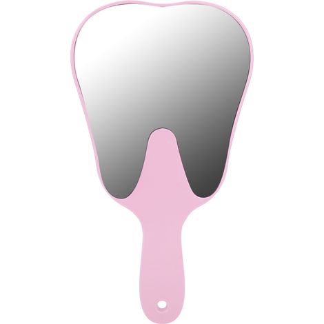 Miroir dentaire en forme de dent rose avec poignée mignonne, accessoire dentaire, miroir à main pour soins bucco-dentaires (1/5)