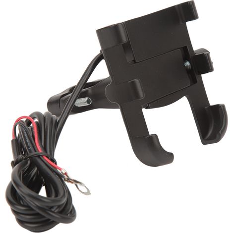 Support téléphone moto 2 en 1 chargeur, fixation rétroviseur ou guidon noir (1/5)