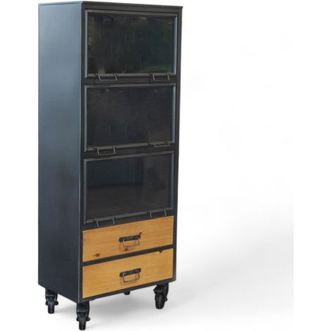 Mobile da ingresso in ferro e legno colore marrone con dimensioni 81x44x183 cm ideale per arredamento (1/2)