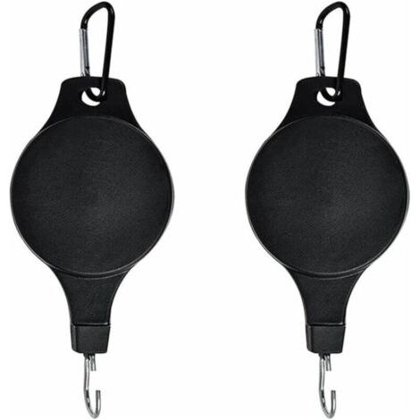 Lot de 2 crochets de poulie pour plantes, crochets pour plantes, crochets de plafond rétractables réglables pour plantes suspendues (noir) (1/5)