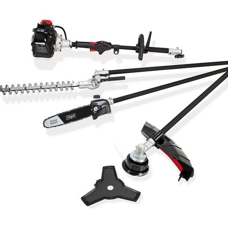 Scheppach Outil Multi-Fonctions 4en1 thermique MFH3300-4P - Coupe-bordure - Débroussailleuse - Elagueuse - Taille-haie - Puissance 1,22 CV - moteur 2 temps - Avec bandoulière et protège-hanches