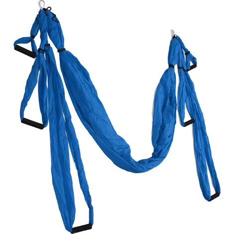 Ensemble de balançoire pour yoga aérien en polyester et coton, réglable, améliore la flexibilité, hamac de yoga pour exercices physiques, bleu foncé (1/5)