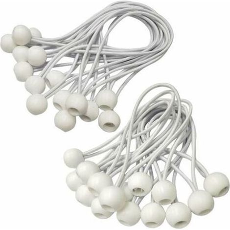 Tendeur Elastique,Sandow Elastique,30 Pièces Tendeur Bache pour Bannière, Bâche, Pavillon,Tente,Rideaux Harnais D’extension,Support de Bâche (Blanc-150mm) (1/4)