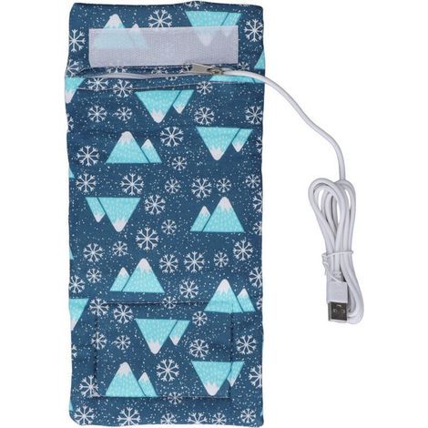 Chauffe-biberon USB portable, sac isotherme compact avec thermostat pour voyages et extérieur, motif flocon. (1/5)