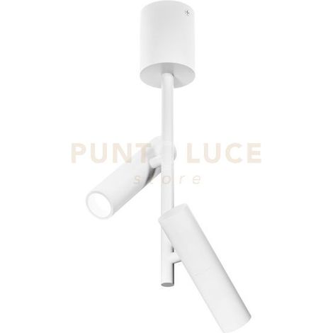 GFA1454C- FARETTO SPOT ORIENTABILE 2 LUCI ATTACCO LED 3000K 1066LM 2X7W COLORE BIANCO SATINATO D.3,5CM H.43CM