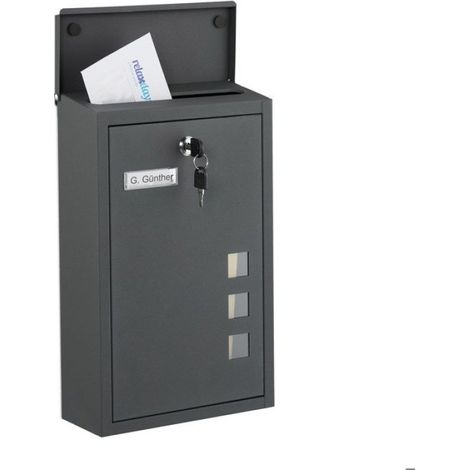Boite Aux Lettres - Fer - 40 x 25 x 11,5 cm - Vitres Intégrées - Anthracite - 4 Clés (1/5)