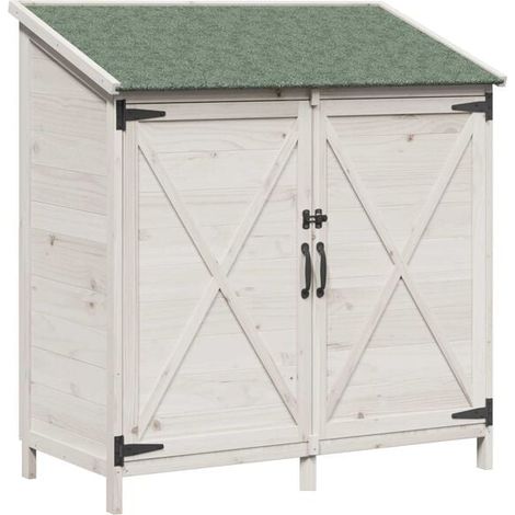 Chalet de jardin blanc, 106 x 56 x 113,5 cm, bois d'ingénierie (1/5)