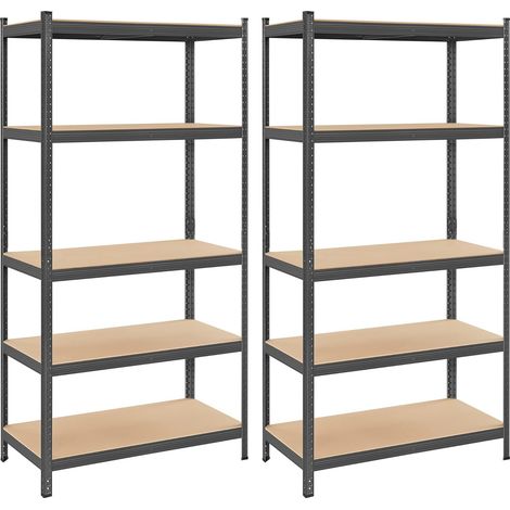Songmics – Lot de 2 rayonnages 50 x 100 x 200 cm – Étagères métalliques charge lourde jusqu'à 875 kg – Réglables et anti-basculement – Pour garage et entrepôt (1/5)